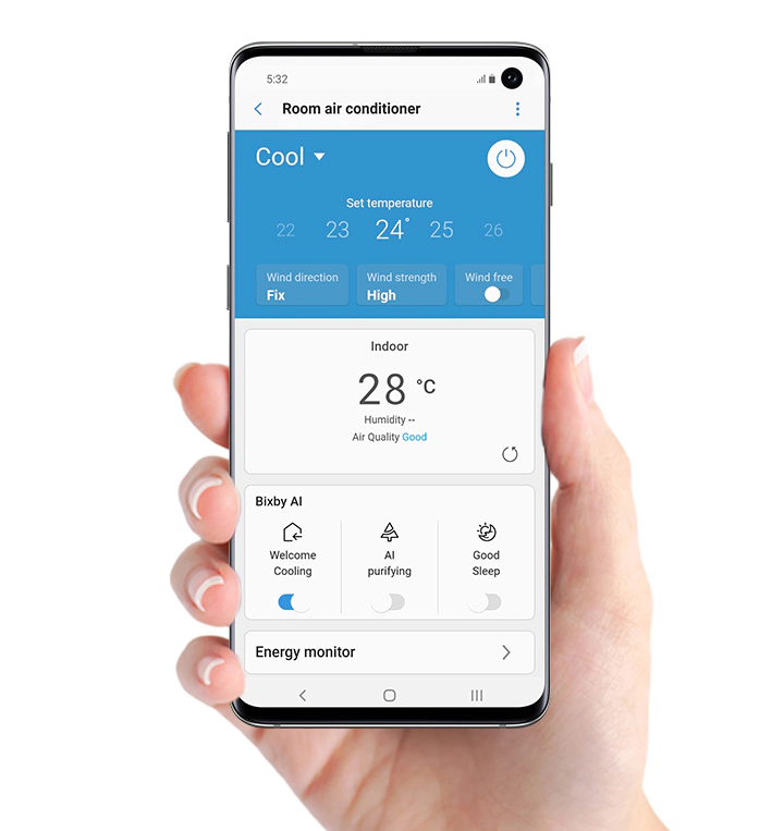 SmartThings du Climatiseur Samsung 24000 BTU Inverter Chaud Froid
